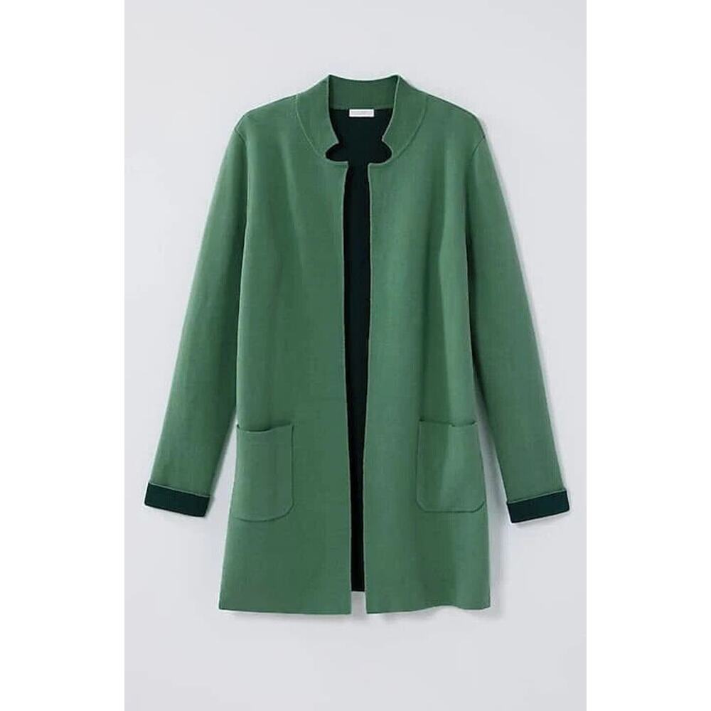 NWT J. Jill Majestic Open Front Cardi Sweater Cardigan Green MP Medium Petite - Picture 11 of 14